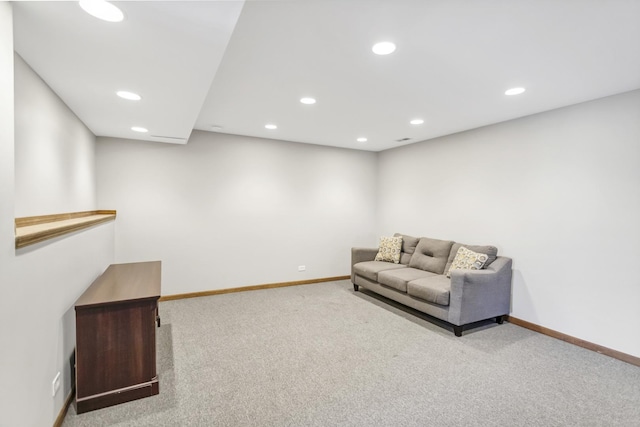 interior space with baseboards and recessed lighting
