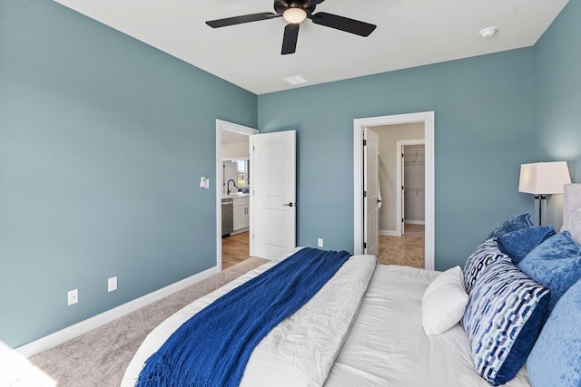 6367 Jasmine Ave, Portage, IN 46368 - bedroom featuring a sink, ceiling fan, carpet, baseboards, and visible vents
