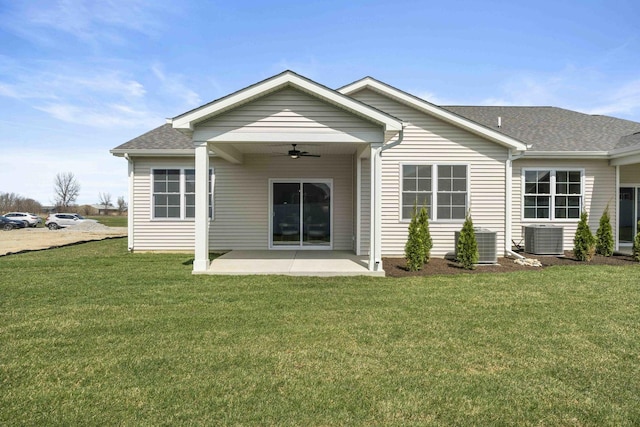 6367 Jasmine Ave, Portage, IN 46368 - rear view of house featuring a yard, a ceiling fan, central AC, and a patio