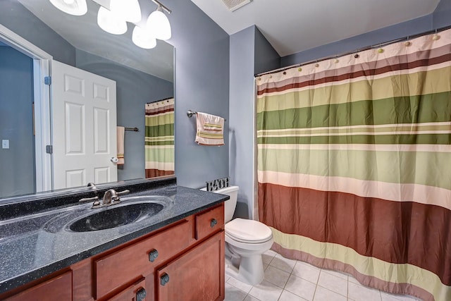 2136 Yale Cir, Hoffman Estates, IL 60192 - bathroom featuring toilet, tile patterned flooring, a shower with curtain, and vanity