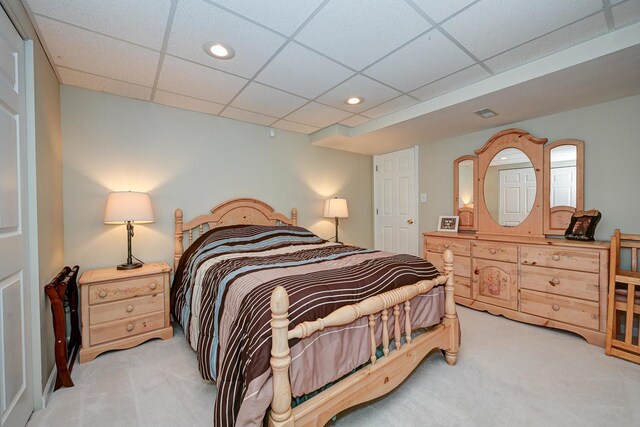 2136 Yale Cir, Hoffman Estates, IL 60192 - bedroom with recessed lighting, a paneled ceiling, light colored carpet, and visible vents