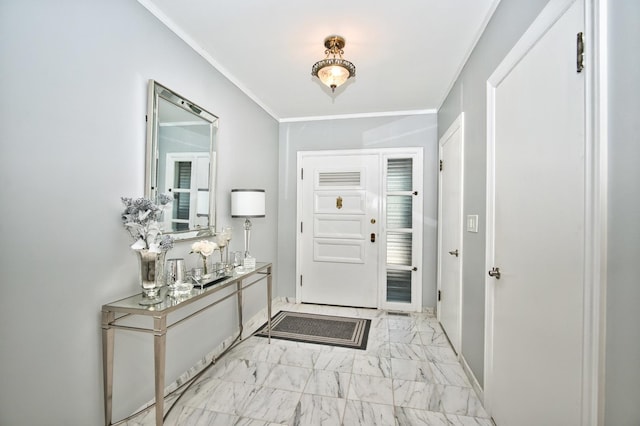 6776 N Laporte Ave, Lincolnwood, IL 60712 - foyer entrance with ornamental molding and light marble finish floors