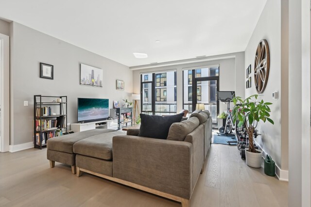 1701 W Webster Ave Unit 512, Chicago, IL 60614 - living room featuring baseboards and light wood finished floors