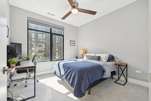 1701 W Webster Ave Unit 512, Chicago, IL 60614 - bedroom featuring visible vents, baseboards, a ceiling fan, and carpet