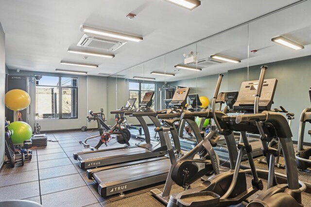 1701 W Webster Ave Unit 512, Chicago, IL 60614 - workout area featuring baseboards and plenty of natural light