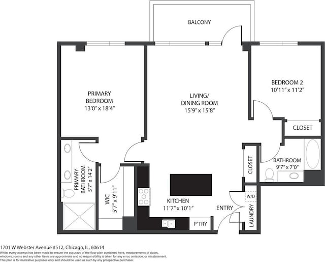 1701 W Webster Ave Unit 512, Chicago, IL 60614 - floor plan