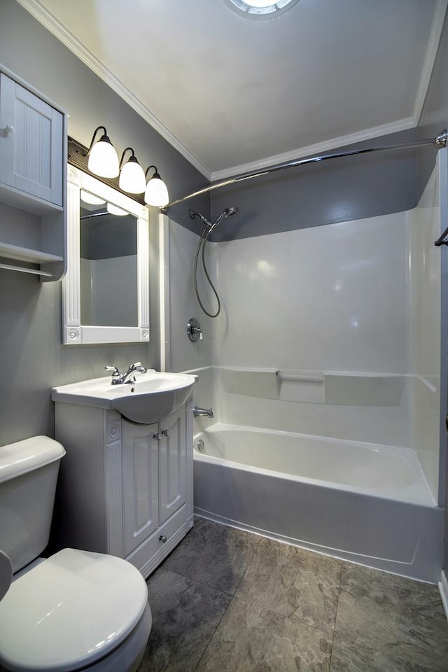 610 E Lemoyne Ave, Lombard, IL 60148 - bathroom with crown molding, toilet, vanity, and shower / bathtub combination