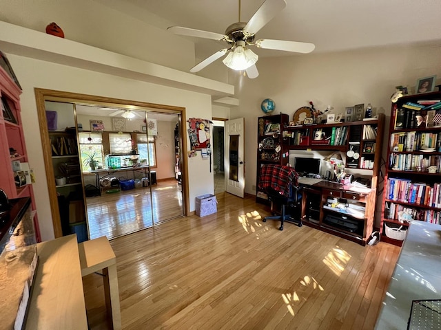 38W715 Bonnie Ct, Saint Charles, IL 60175 - office area with a ceiling fan and hardwood / wood-style floors