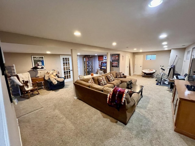 38W715 Bonnie Ct, Saint Charles, IL 60175 - living area featuring light carpet and recessed lighting