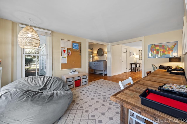living area featuring wood finished floors