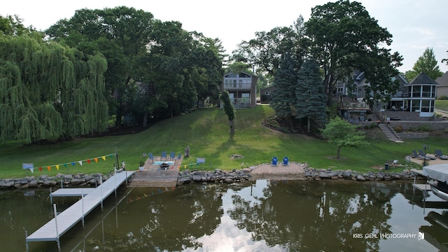536 Circle Dr, Fox Lake, IL 60020 - dock with a water view and a yard