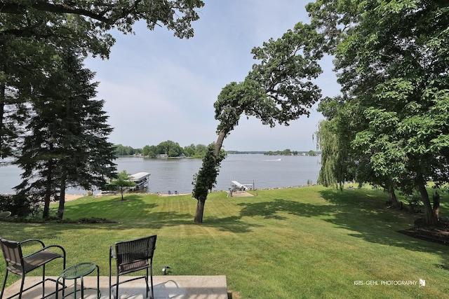 536 Circle Dr, Fox Lake, IL 60020 - view of grassy yard featuring a water view