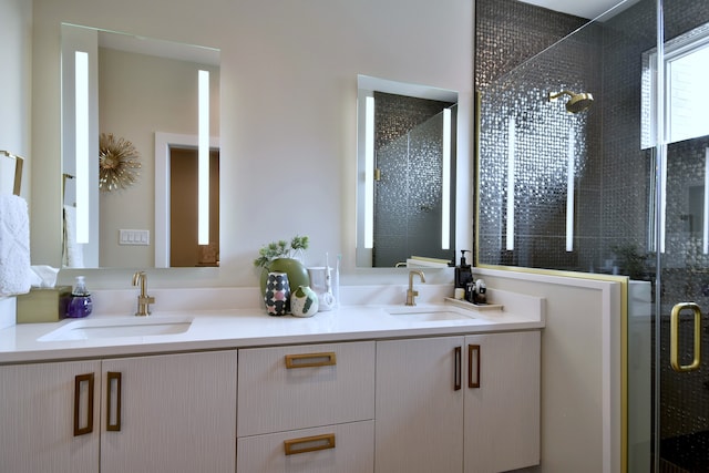 262 N Addison Ave, Elmhurst, IL 60126 - bathroom featuring double vanity and a shower stall