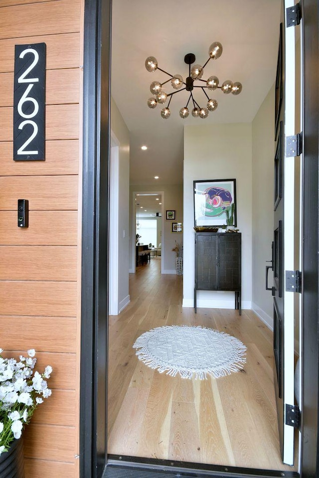 262 N Addison Ave, Elmhurst, IL 60126 - foyer entrance featuring a chandelier, light wood finished floors, and recessed lighting