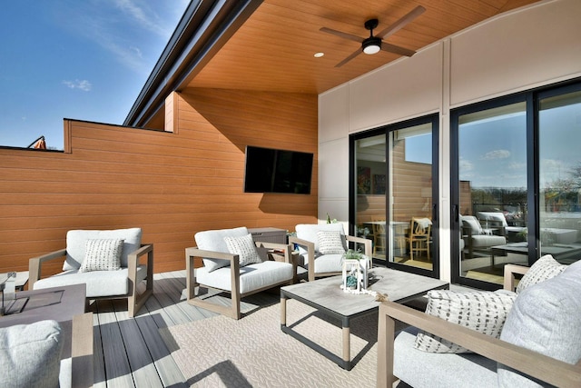 262 N Addison Ave, Elmhurst, IL 60126 - view of patio featuring ceiling fan and a wooden deck
