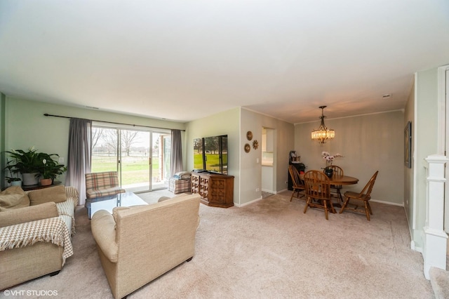 1198 Streamwood Ln Unit 1198, Vernon Hills, IL 60061 - living area with light carpet, an inviting chandelier, and baseboards