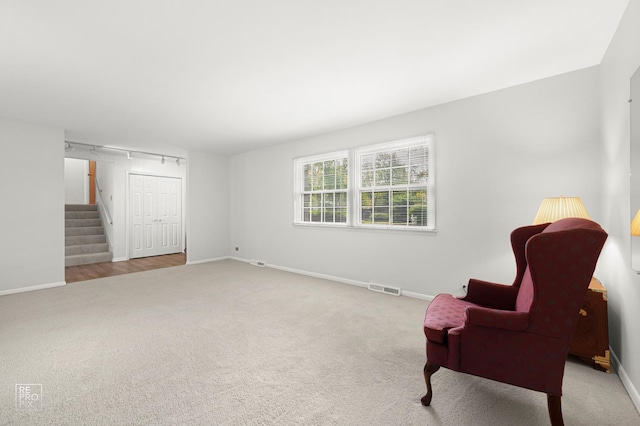 632 Columbine Ave, Lisle, IL 60532 - sitting room with carpet floors, baseboards, and stairs
