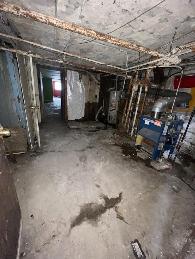 below grade area featuring gas water heater