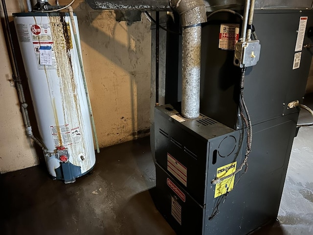 utilities with water heater and heating unit