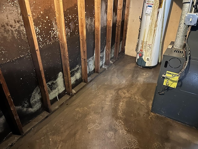 below grade area featuring gas water heater
