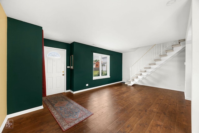 1593 Cornell Pl, Hoffman Estates, IL 60169 - foyer entrance featuring stairway, hardwood / wood-style flooring, and baseboards
