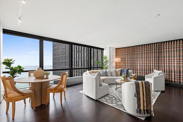 910 N Lake Shore Dr Unit 1615, Chicago, IL 60611 - living area featuring rail lighting and wallpapered walls