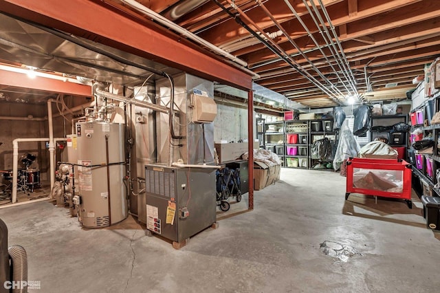 unfinished below grade area with gas water heater