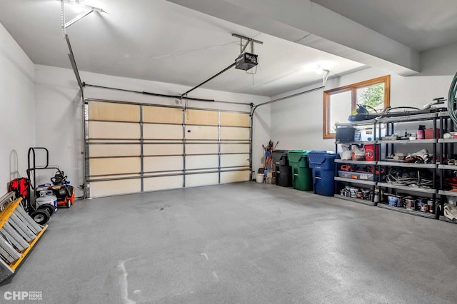garage with a garage door opener
