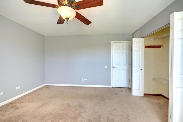 9208 Dexter Ct, Orland Park, IL 60462 - unfurnished bedroom with a closet, baseboards, a ceiling fan, carpet floors, and visible vents