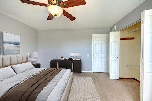 9208 Dexter Ct, Orland Park, IL 60462 - bedroom featuring visible vents, light colored carpet, baseboards, and a ceiling fan