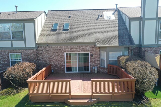 9208 Dexter Ct, Orland Park, IL 60462 - rear view of property featuring brick siding, a deck, and a shingled roof