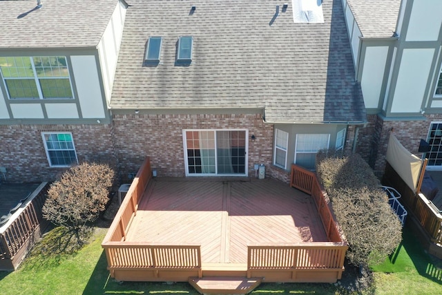 9208 Dexter Ct, Orland Park, IL 60462 - rear view of house featuring brick siding, roof with shingles, a deck, and central air condition unit