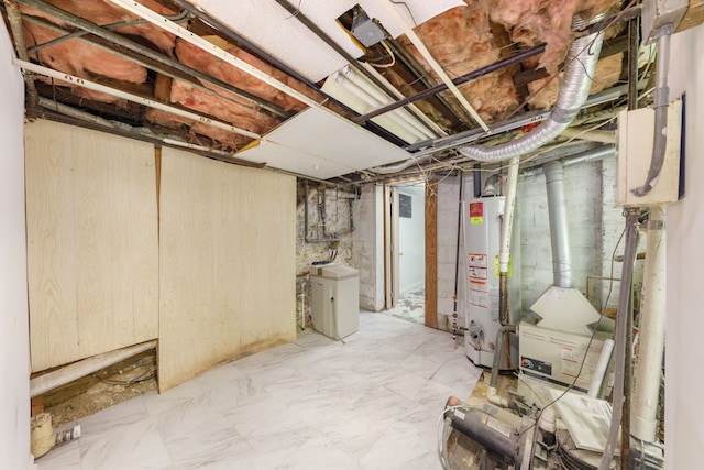 203 High St, West Chicago, IL 60185 - unfinished below grade area with gas water heater
