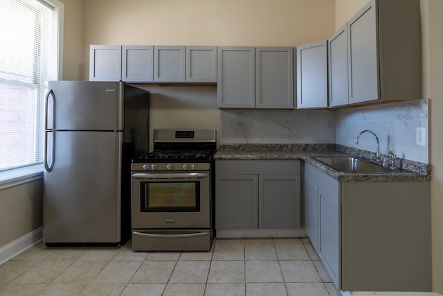 6609 S Rhodes Ave, Chicago, IL 60637 - kitchen featuring gray cabinets, appliances with stainless steel finishes, a sink, and a healthy amount of sunlight
