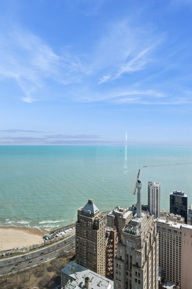 property view of water with a beach view