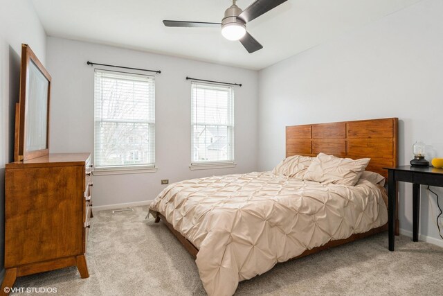 1164 Lakewood Cir, Naperville, IL 60540 - bedroom featuring light carpet, baseboards, and ceiling fan