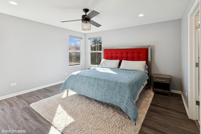 2523 Leander Ct, Woodridge, IL 60517 - bedroom with wood finished floors, ceiling fan, baseboards, and recessed lighting