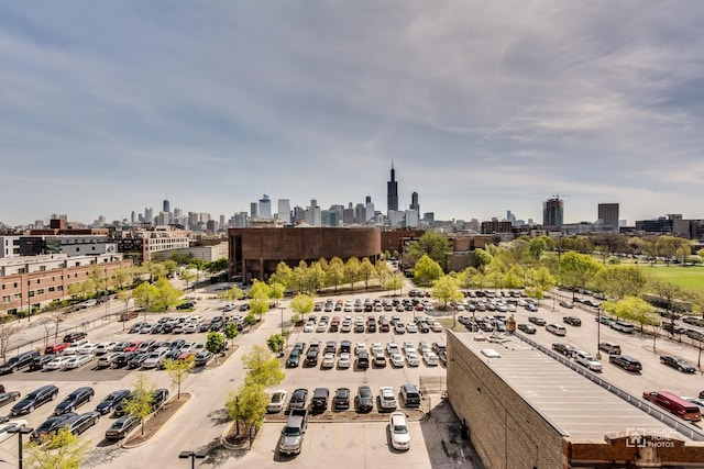 aerial view with a city view