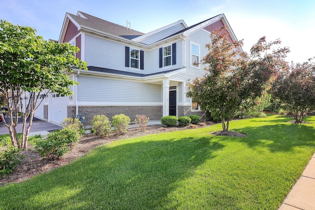 4118 Calder Ln, Aurora, IL 60504 - view of front of home featuring a front lawn, an attached garage, and brick siding