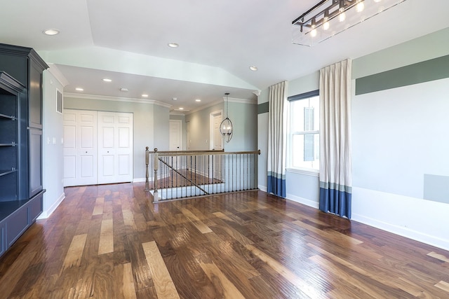 4118 Calder Ln, Aurora, IL 60504 - unfurnished room with wood finished floors, recessed lighting, baseboards, and ornamental molding
