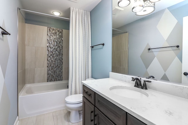 4118 Calder Ln, Aurora, IL 60504 - bathroom with toilet, shower / bath combo with shower curtain, and vanity