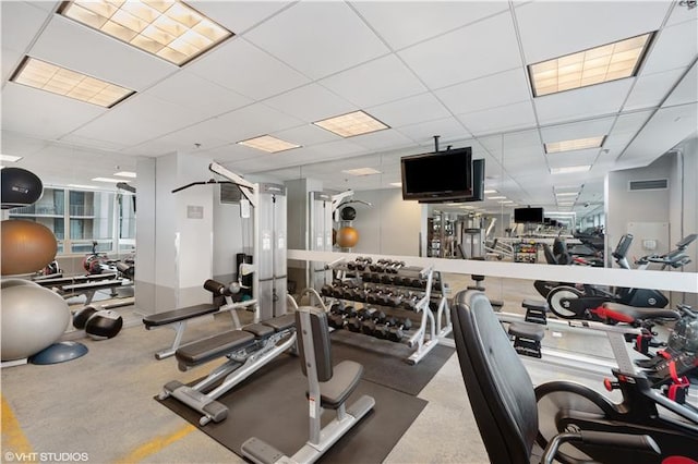 33 W Ontario St Unit 40D, Chicago, IL 60654 - gym with a paneled ceiling and visible vents