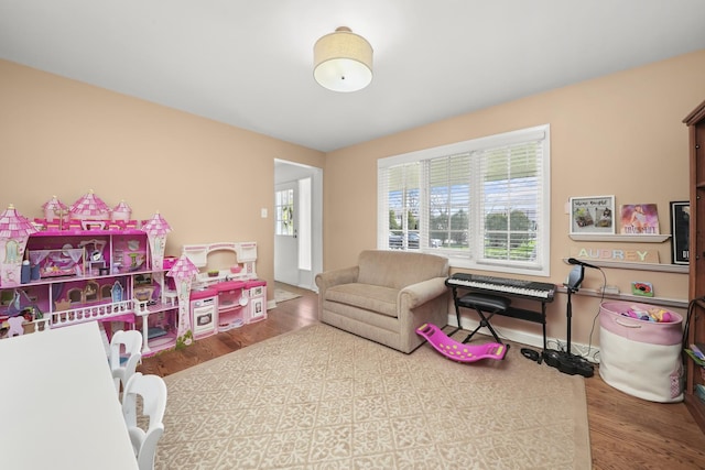 recreation room featuring wood finished floors