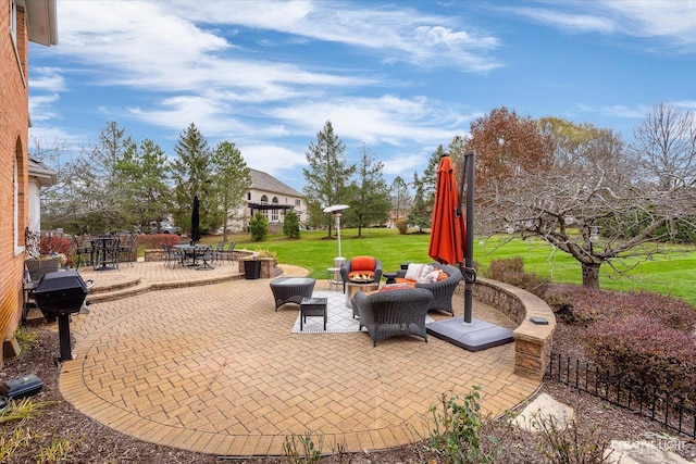 70 New Abbey Dr, Inverness, IL 60010 - view of patio / terrace with an outdoor fire pit, outdoor dining area, and grilling area