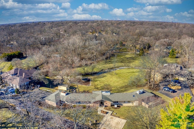 bird's eye view with a view of trees
