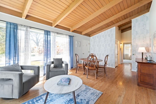 6802 Lyons St, Morton Grove, IL 60053 - interior space featuring wooden ceiling, wood finished floors, lofted ceiling with beams, and baseboards