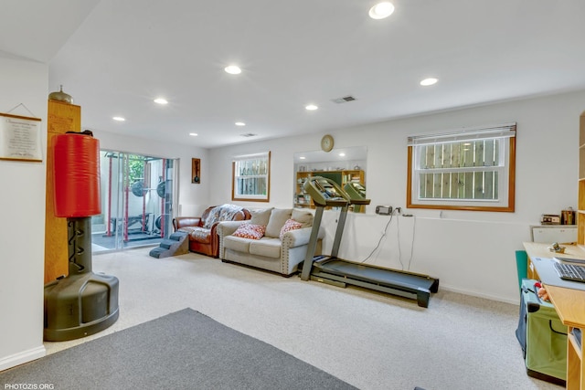 8936 N Elmore St, Niles, IL 60714 - living area with recessed lighting, carpet floors, visible vents, and baseboards