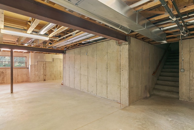 below grade area featuring stairway