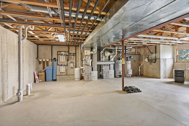 below grade area featuring gas water heater