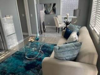 living room with baseboards